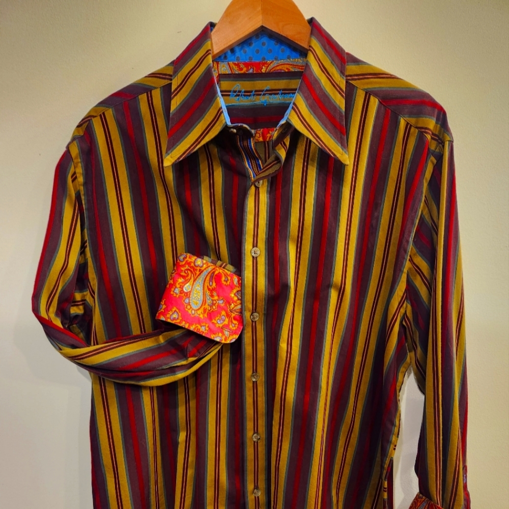 Robert Graham XL Burgandy and Gold Long Sleeve Shirt